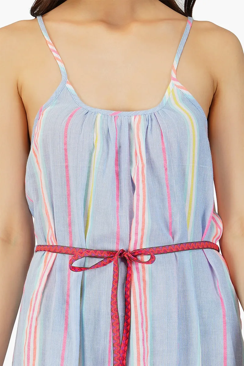 Rainbow Cotton Striped Maxi Dress