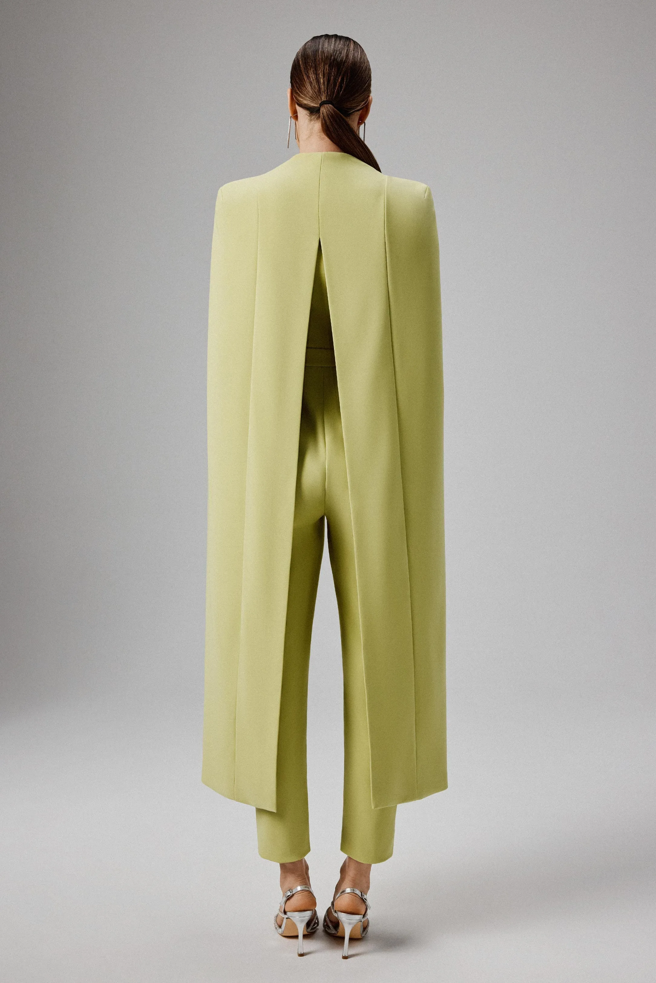 RAYNA Cape Style Tailored Jumpsuit in Lime Green