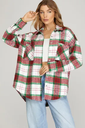 Red & Green Plaid Shacket