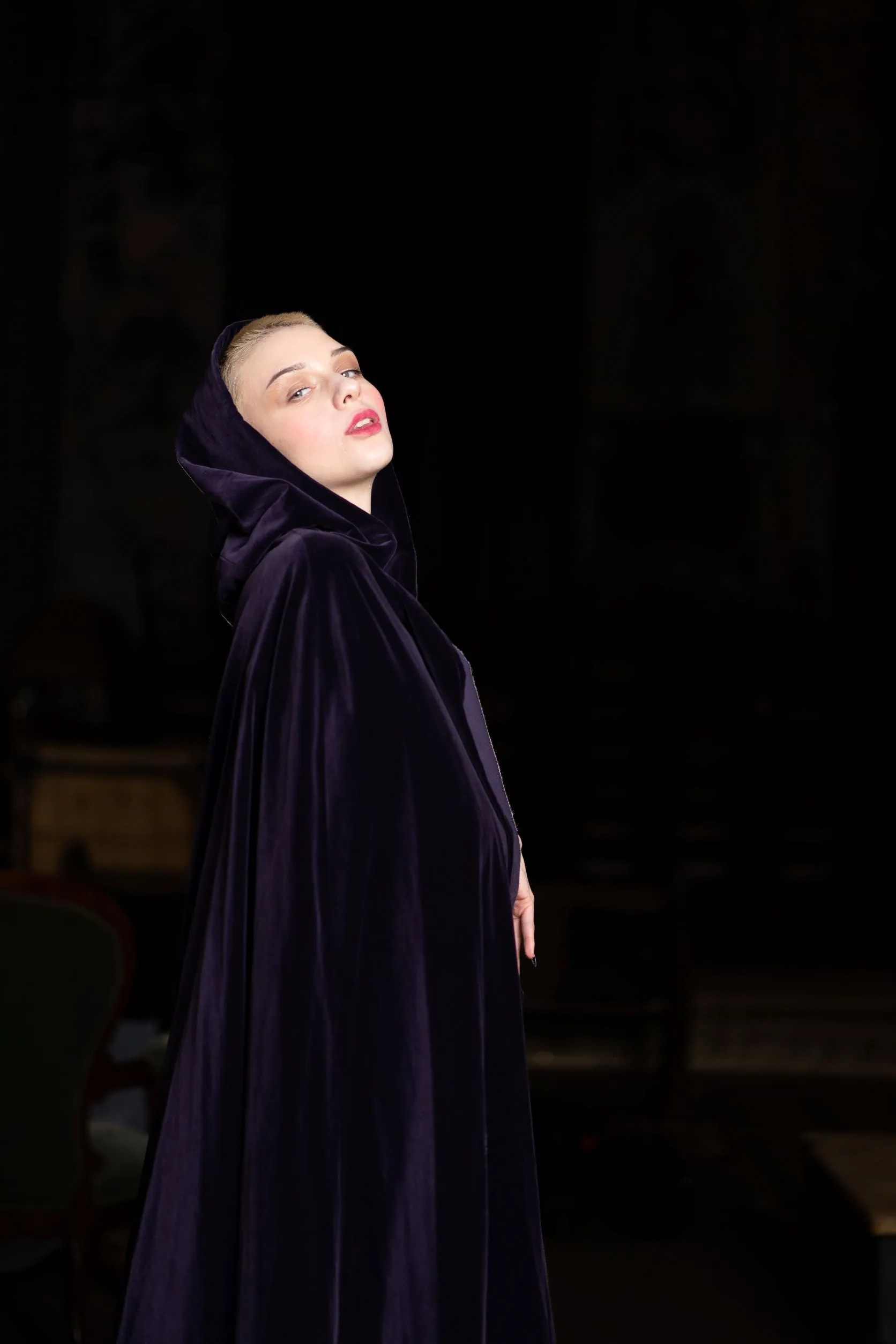 RENT Vintage Purple Velvet Long Cape