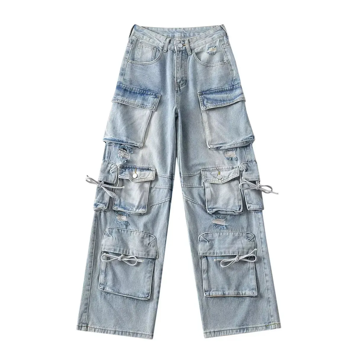 Retro Washed Cargo Jeans