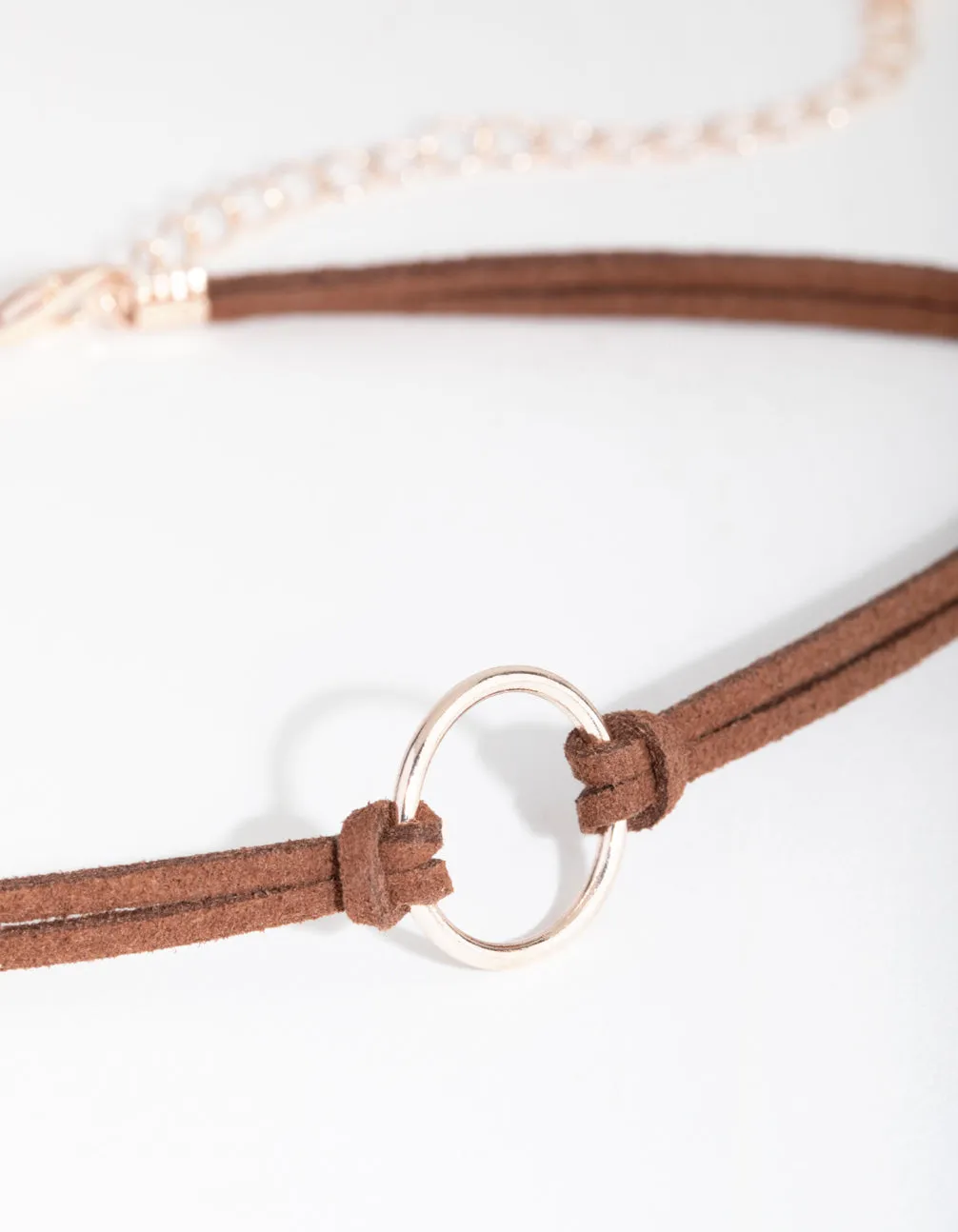 Rose Gold Mini Bullring PU Choker