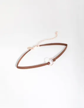 Rose Gold Mini Bullring PU Choker