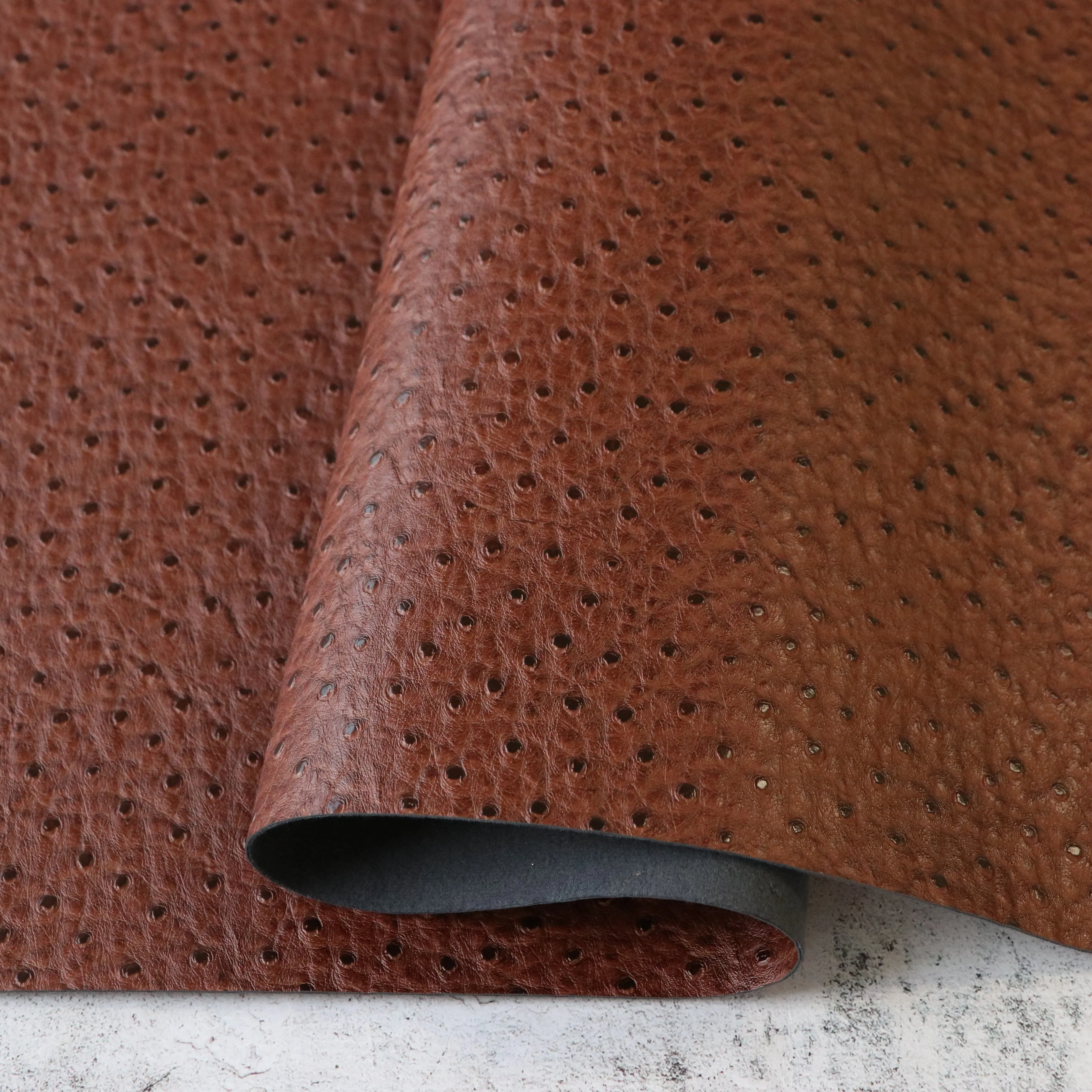 Russet Brown Ostrich Faux Leather