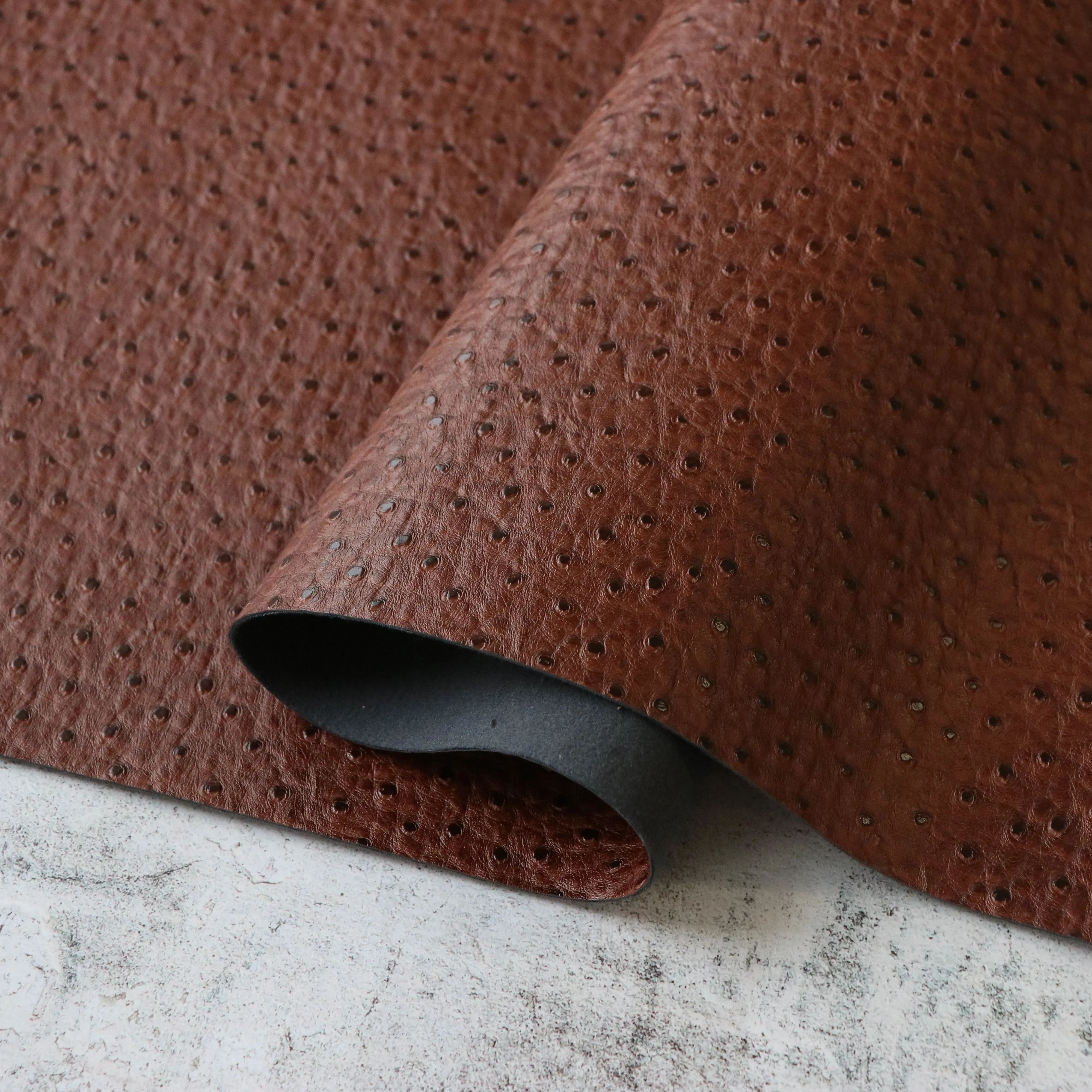 Russet Brown Ostrich Faux Leather