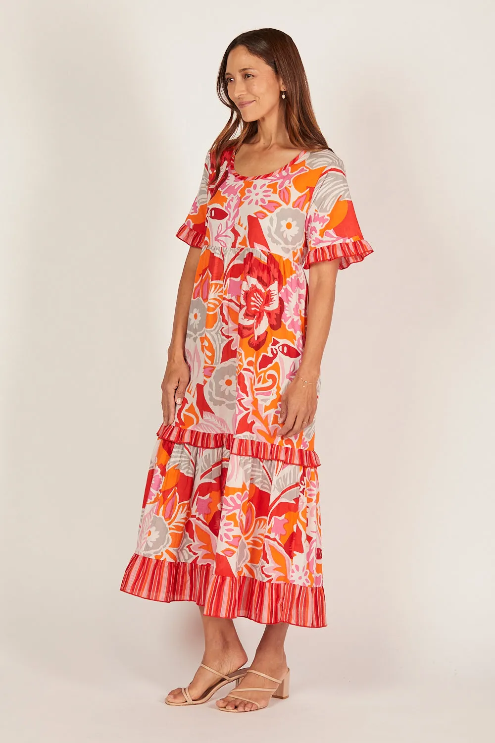 Sabre Frill Dress in Coralene