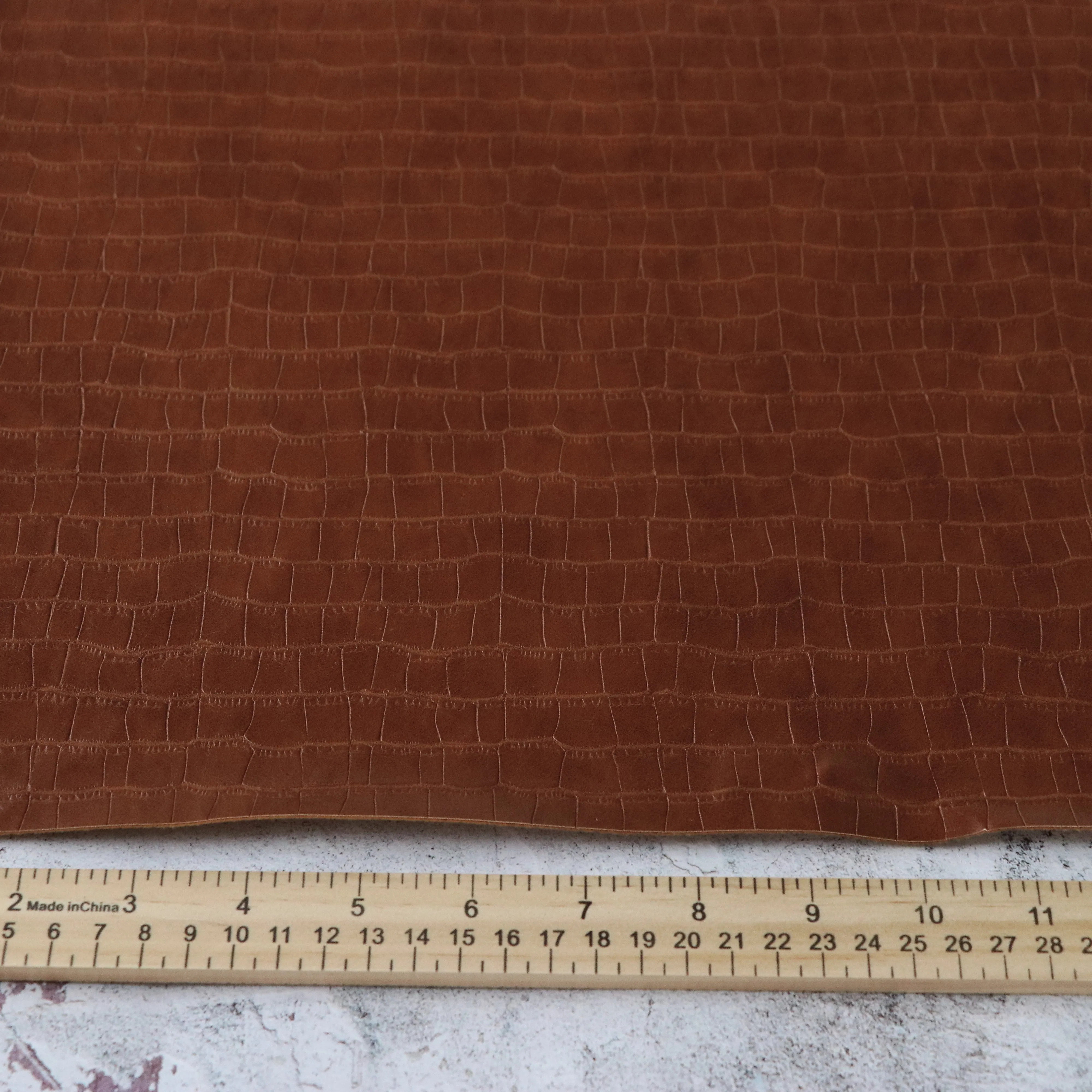 Saddle Brown Crocodile Faux Leather