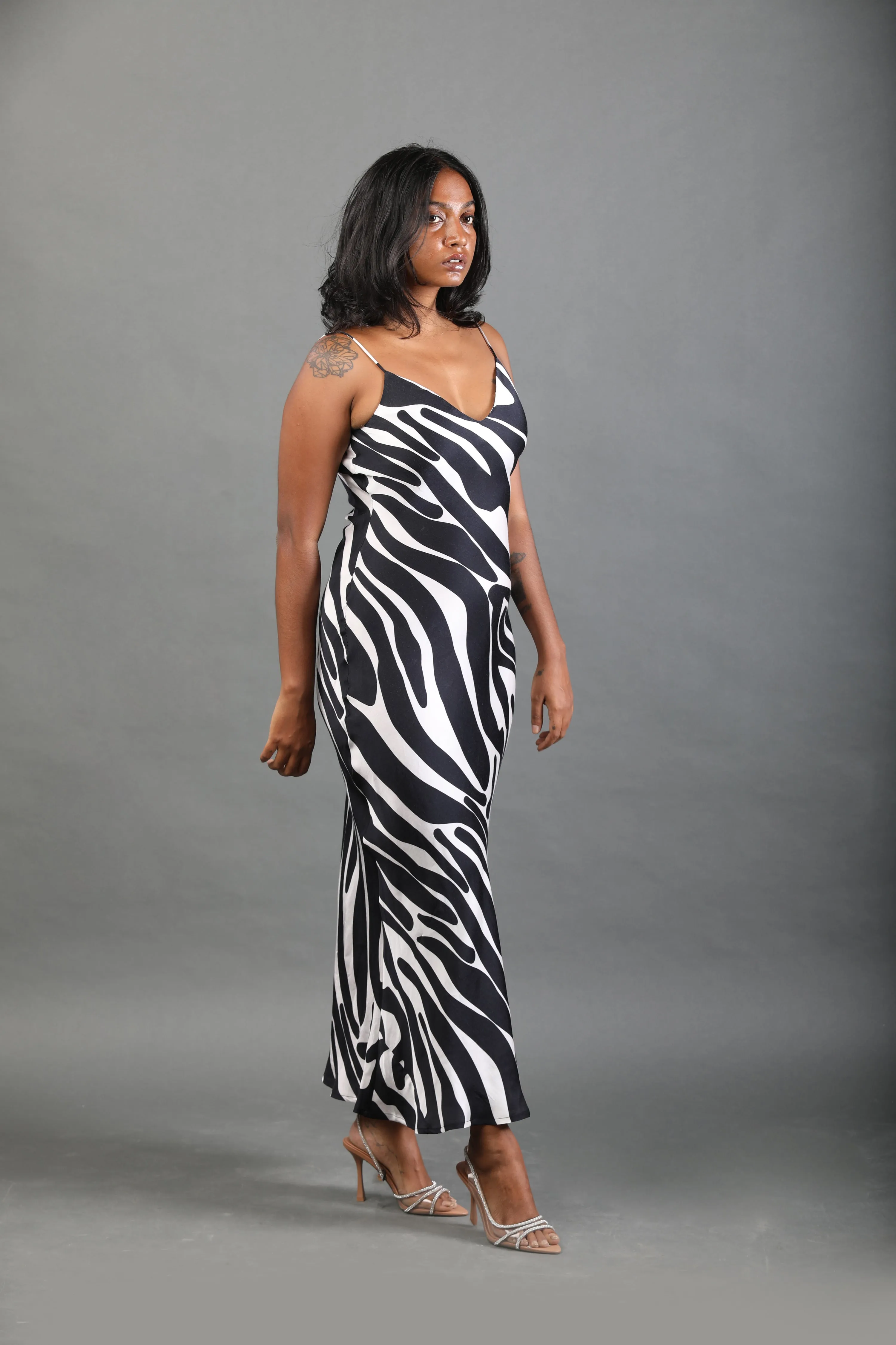 Satin Slip Dress - Noir Wave