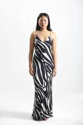 Satin Slip Dress - Noir Wave