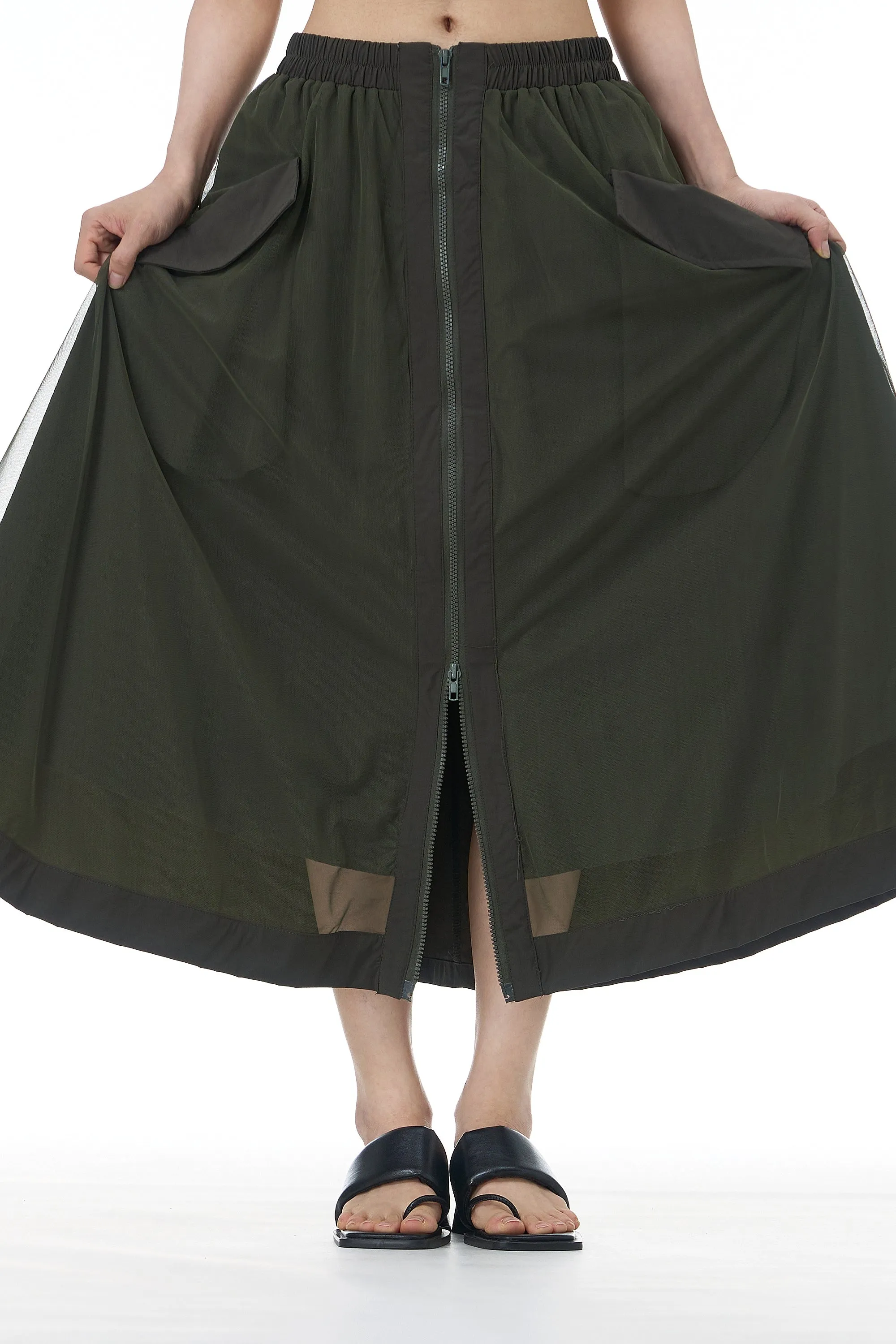 Seaweed Green Net Layered Skirt