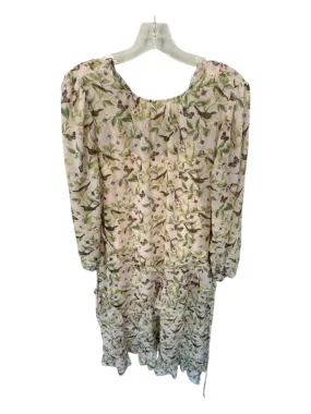 Senlis Size XS Cream & Green Polyester Long Sleeve Birds Slip Incl Dress