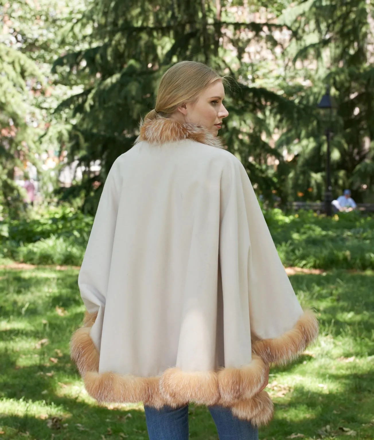 SHERIDAN- Cashmere Lined Cape with Fox Trim