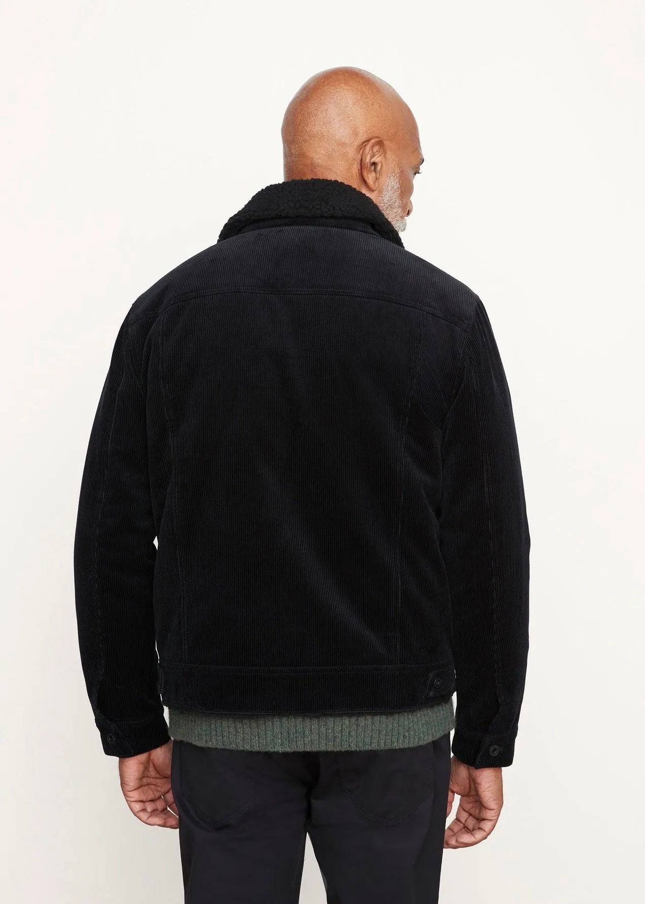 Sherpa Lined Corduroy Jacket (Washed Black)