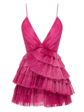 Short homecoming dress Ruffled Spaghetti-Neck Party Sexy Mini Dress      fg1974