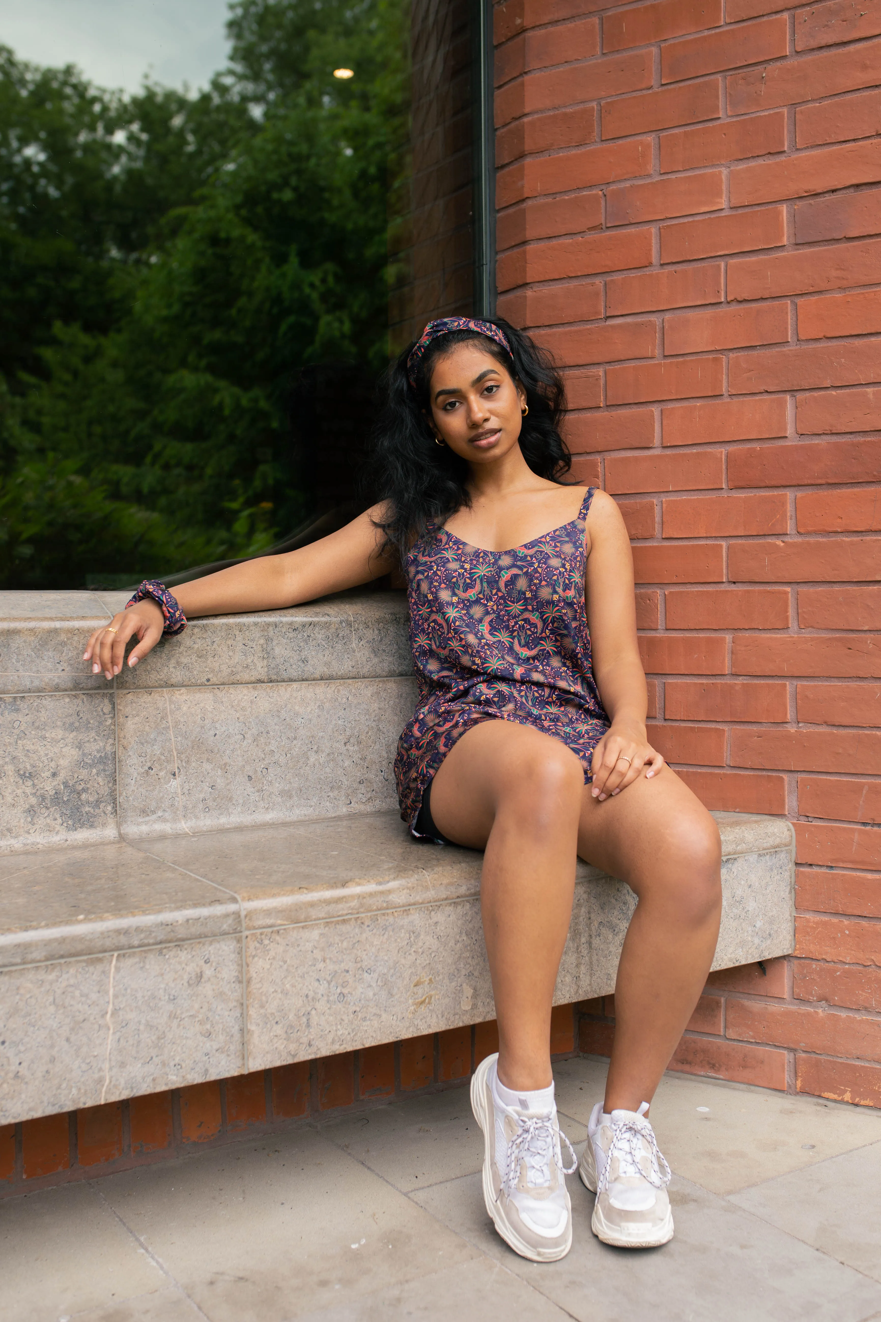 Silky Cami and Shorts Khepri Print Navy