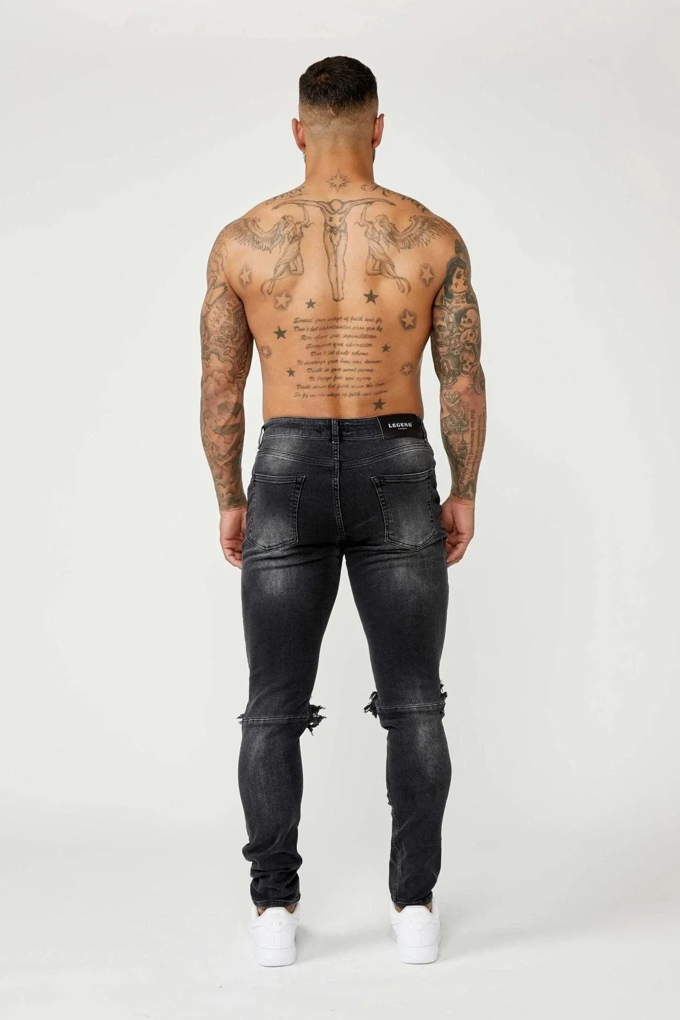 SLIM FIT JEANS 1.0 - GREY WASH DESTROYED KNEE