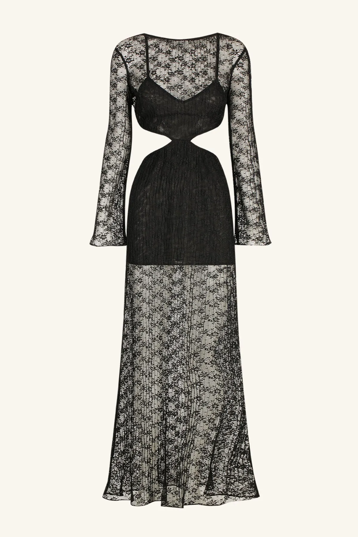 SOL LACE CUT OUT MAXI DRESS - BLACK