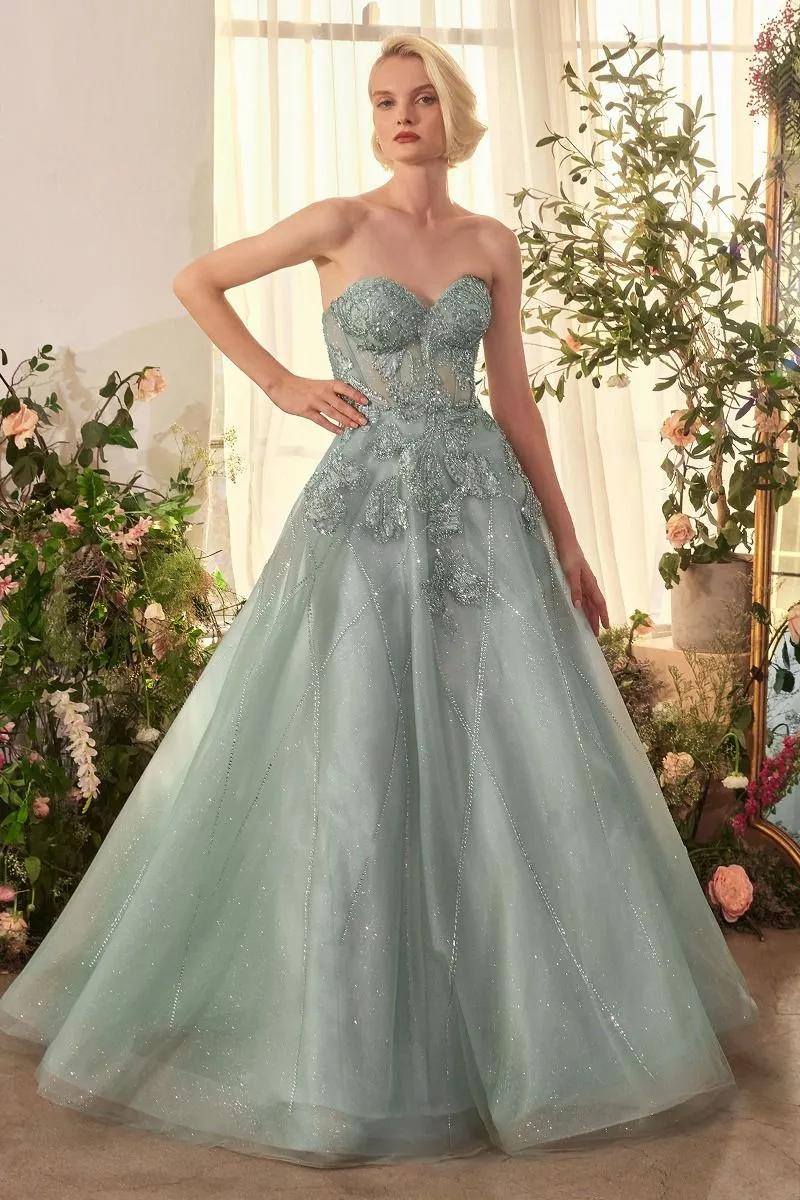 STRAPLESS EMBELLISHED TULLE BALL GOWN CDA1387