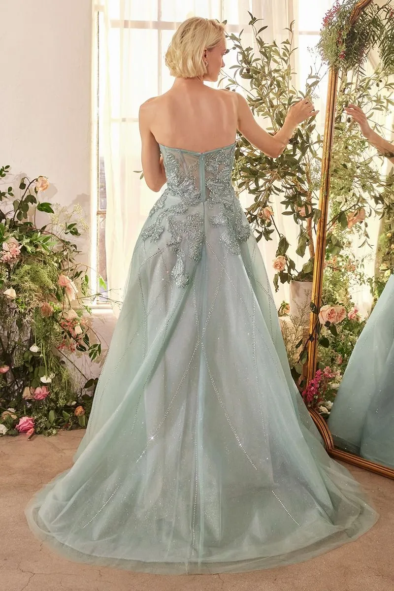 STRAPLESS EMBELLISHED TULLE BALL GOWN CDA1387