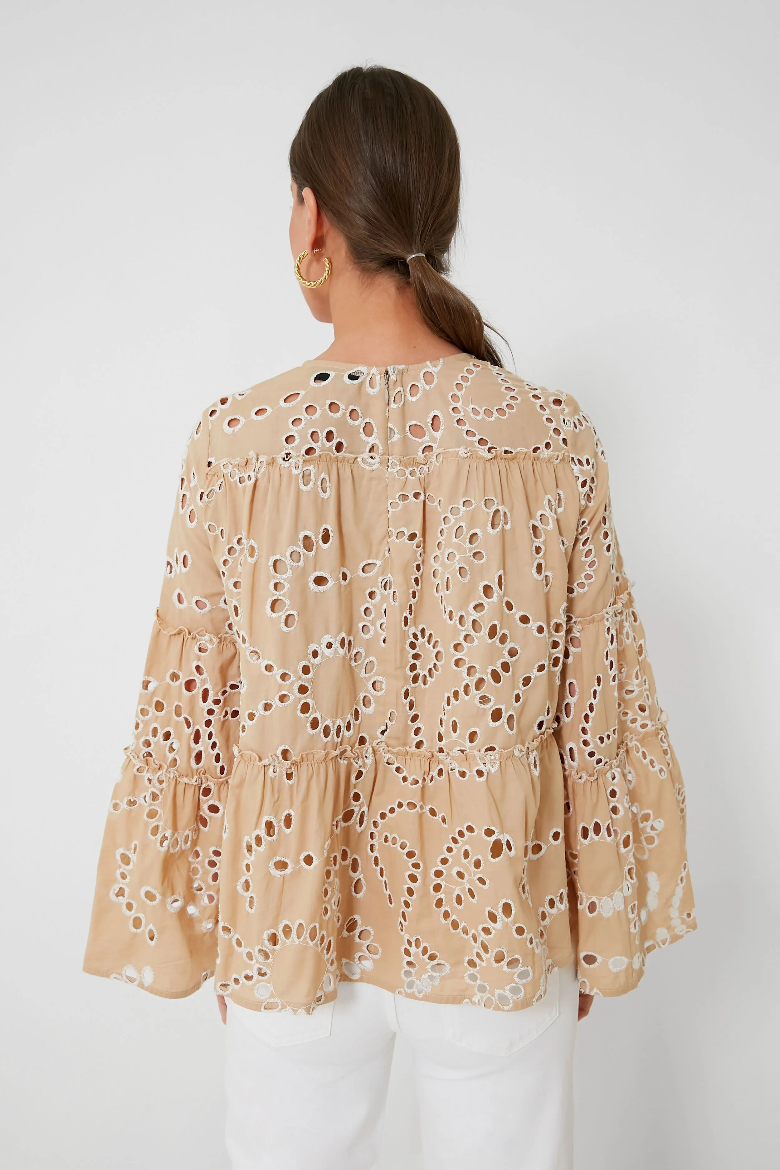 Tan Eyelet Eloise Blouse