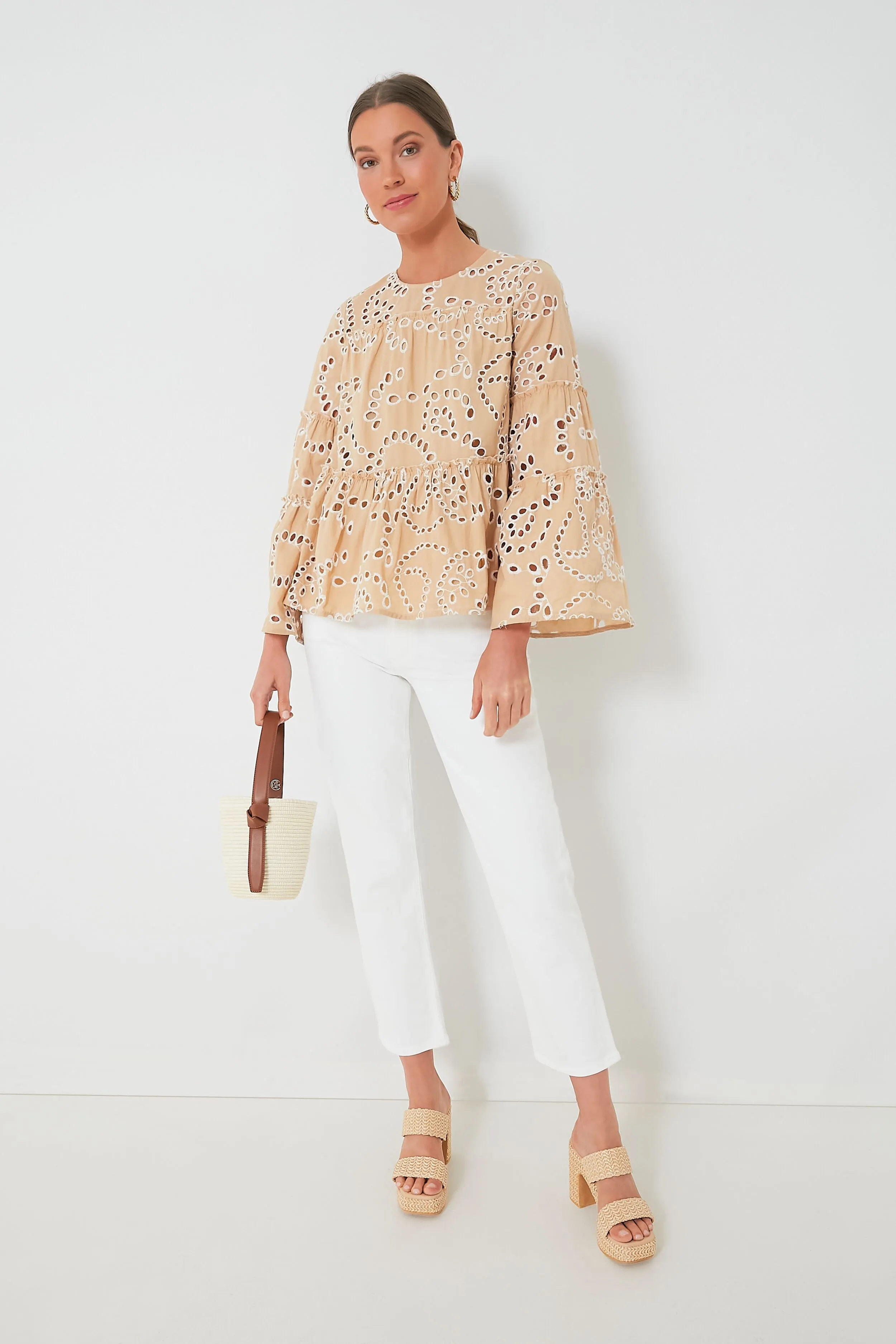 Tan Eyelet Eloise Blouse