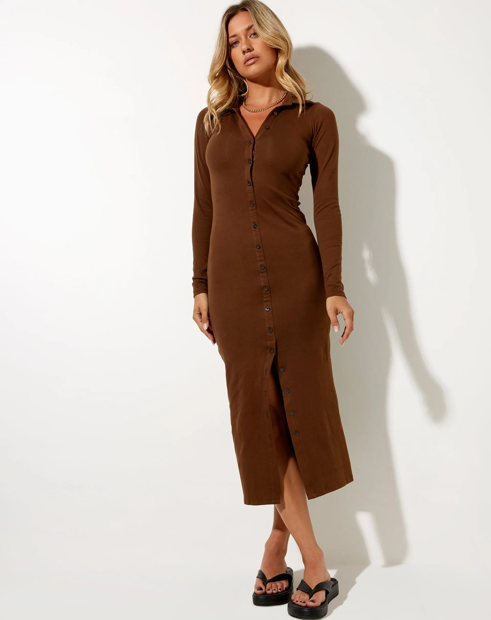 Taryn Maxi Dress in Rib Cocoa