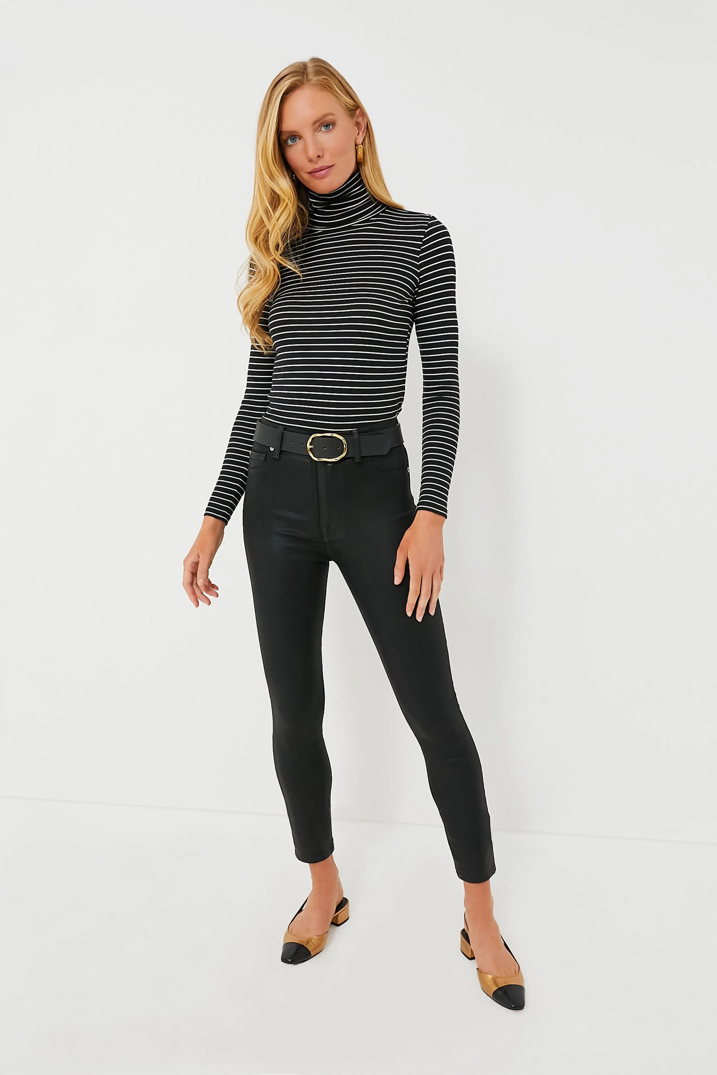 The Black Coated High Waist Ankle Skinny