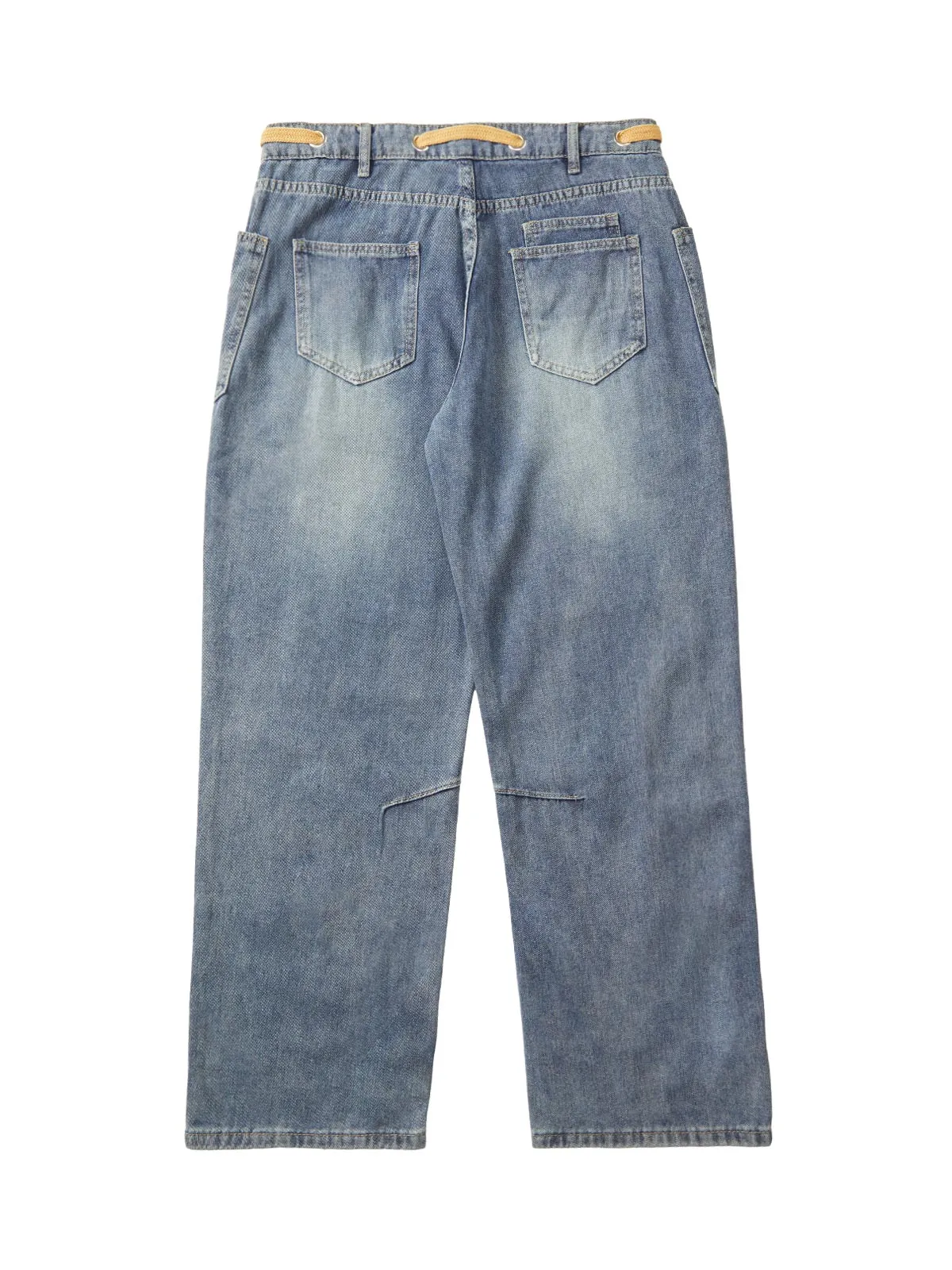 Thesupermade Drawstring Denim Patch Washed Jeans