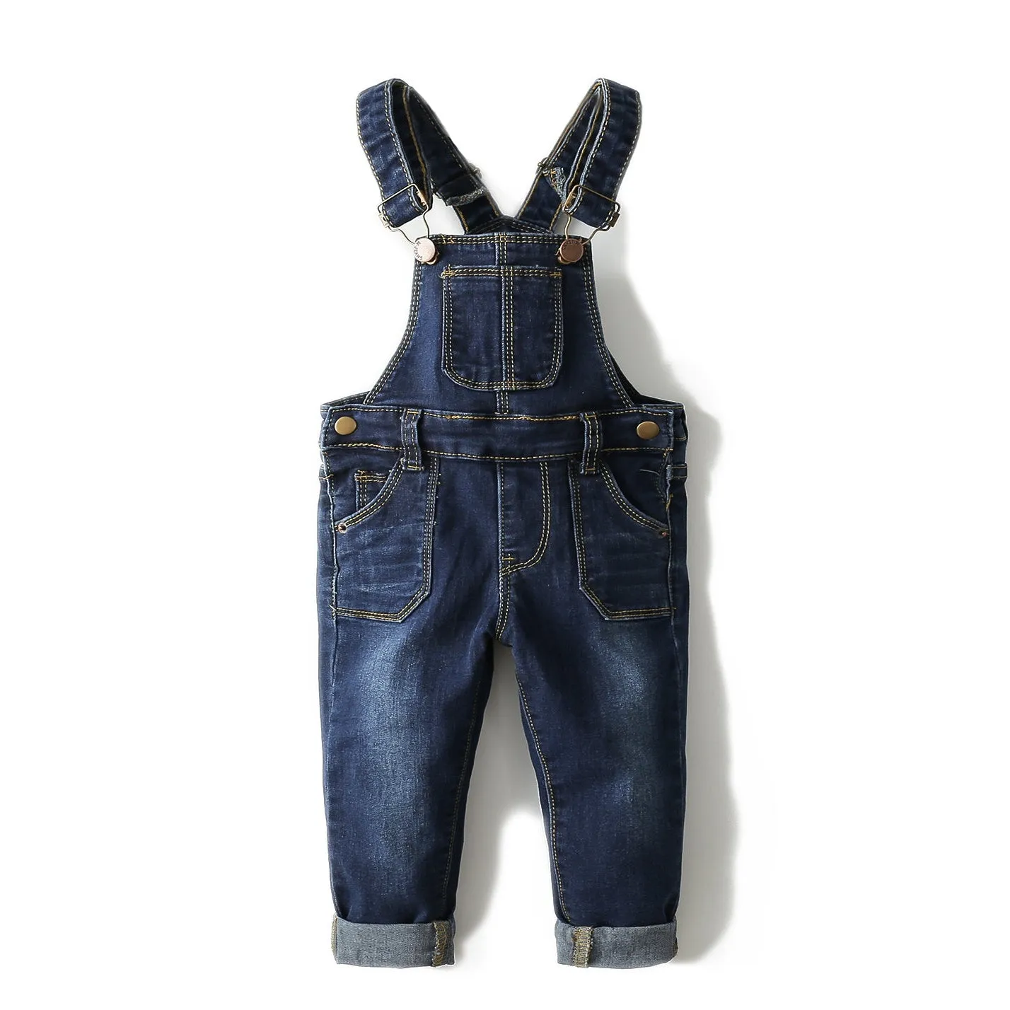 Toddler Adjustable Strap Blue Washed Jeans Overalls