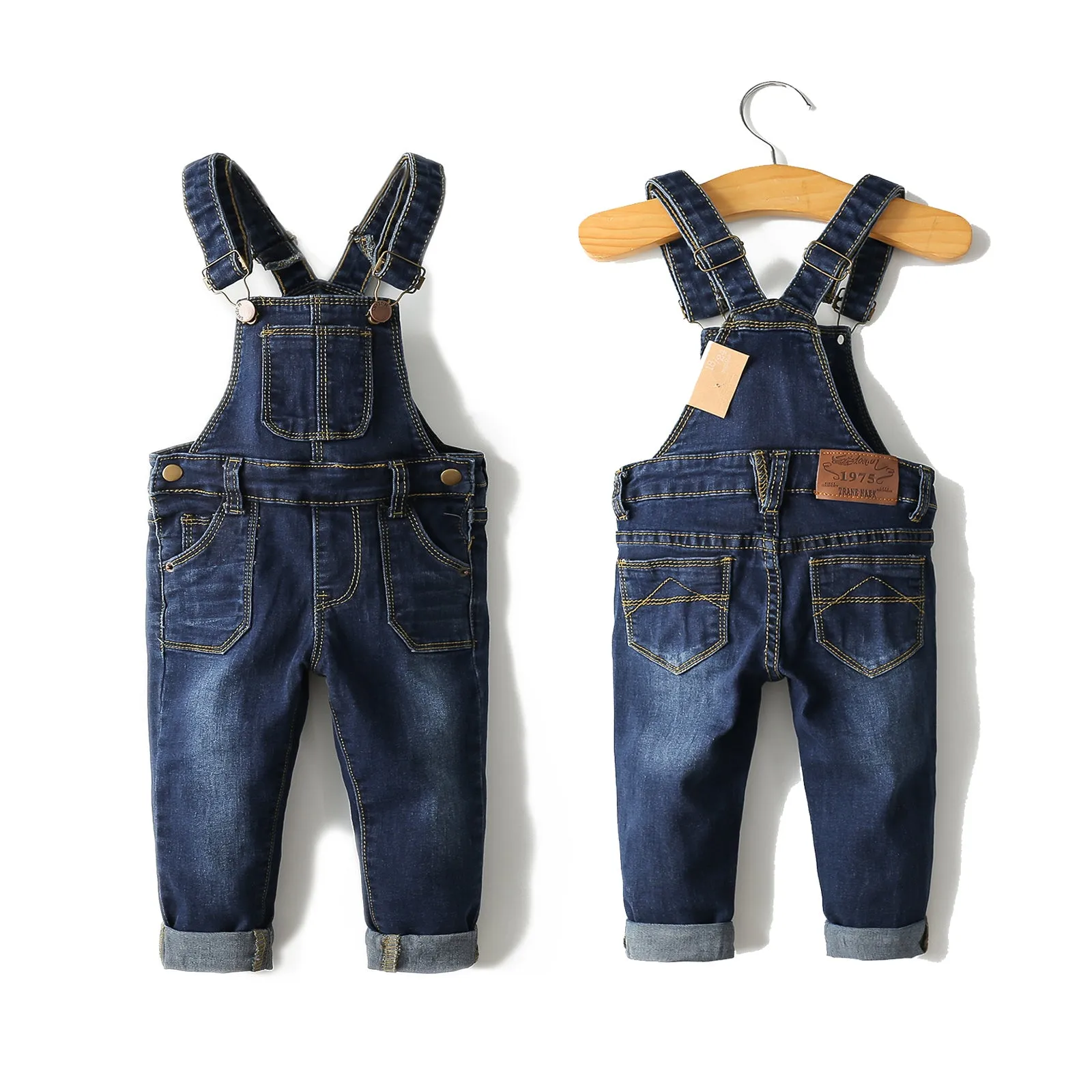 Toddler Adjustable Strap Blue Washed Jeans Overalls