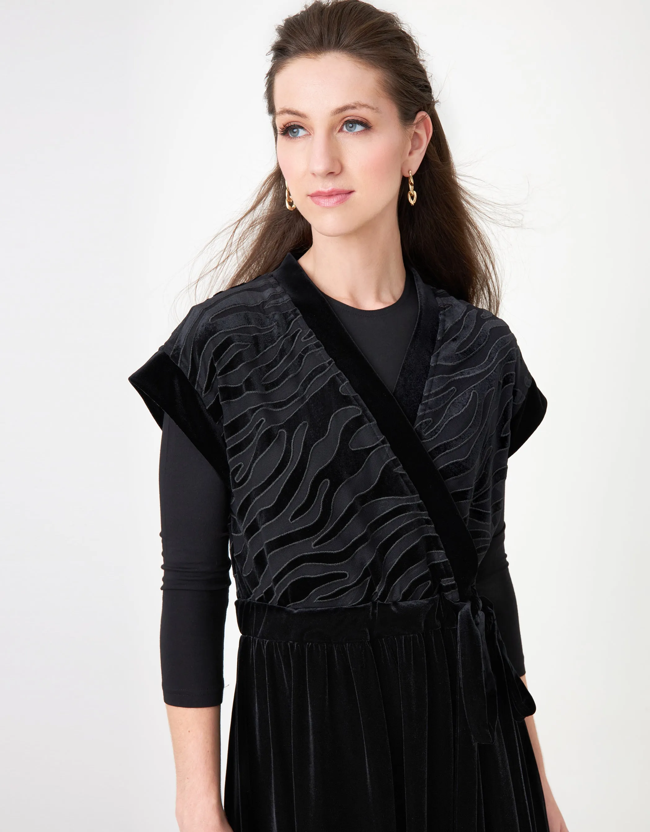 Tulle and Velvet Maxi Dress Shabbos Jumper with Drawstring Tie