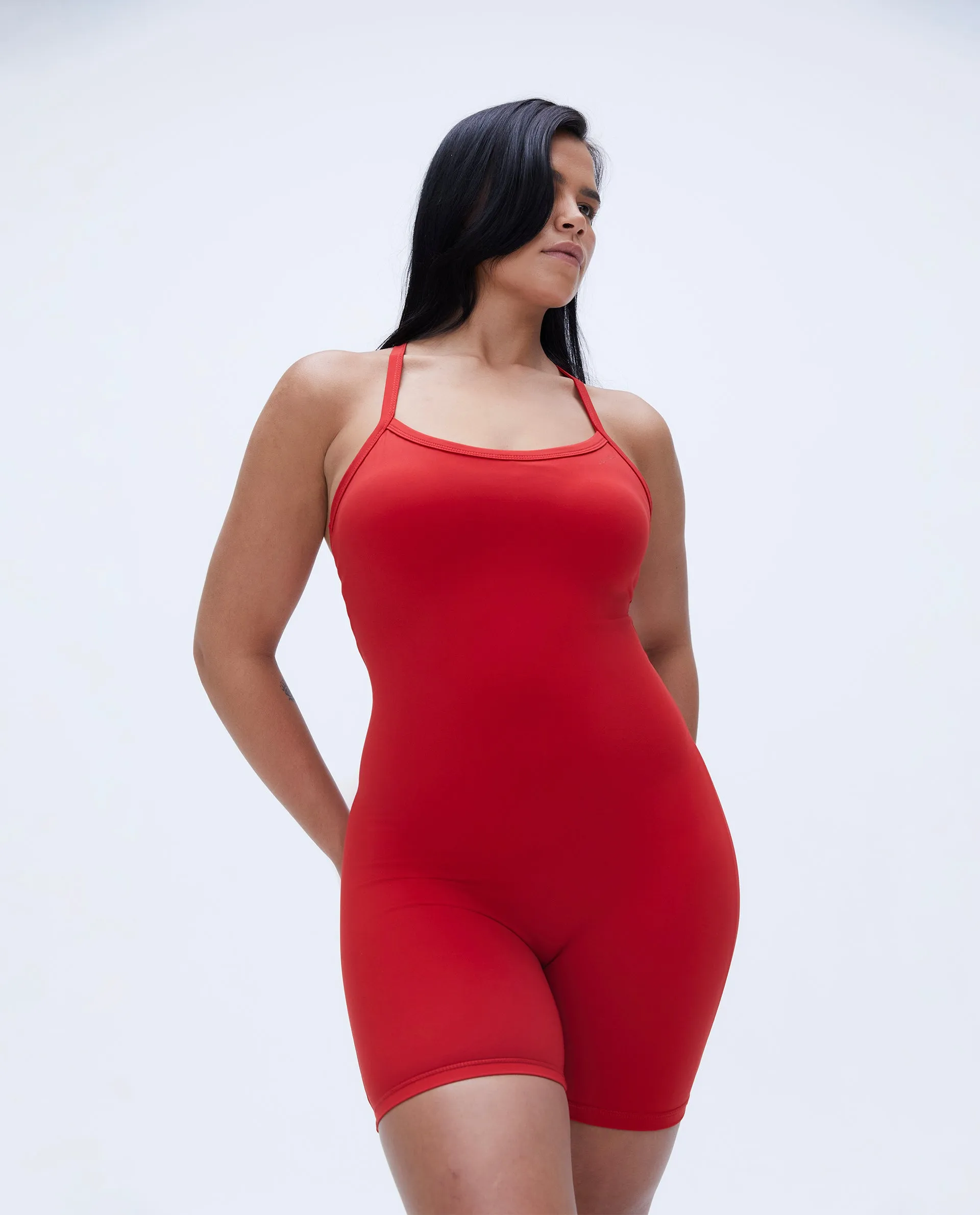 Ultimate Strappy Racer Romper - Classic Red