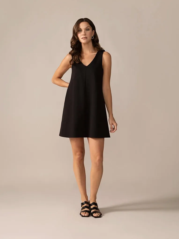 V-Neck Ease Knit OTK Dress in Black