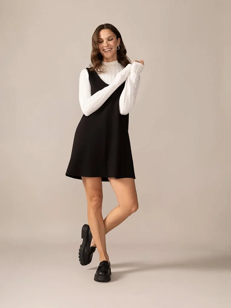 V-Neck Ease Knit OTK Dress in Black