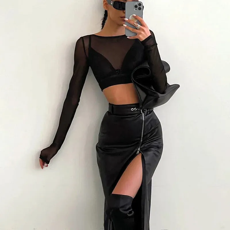 Vampira PU Leather High Waist Pencil Skirt