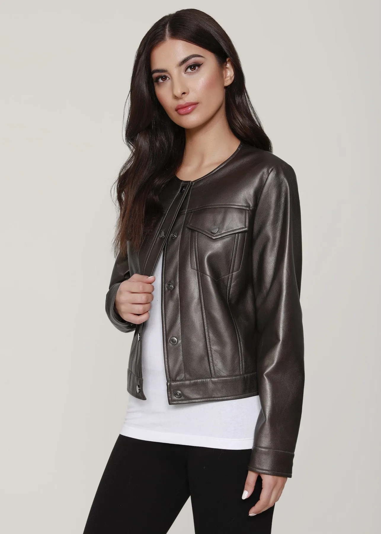 Vegan Leather Jacket - Gunmetal