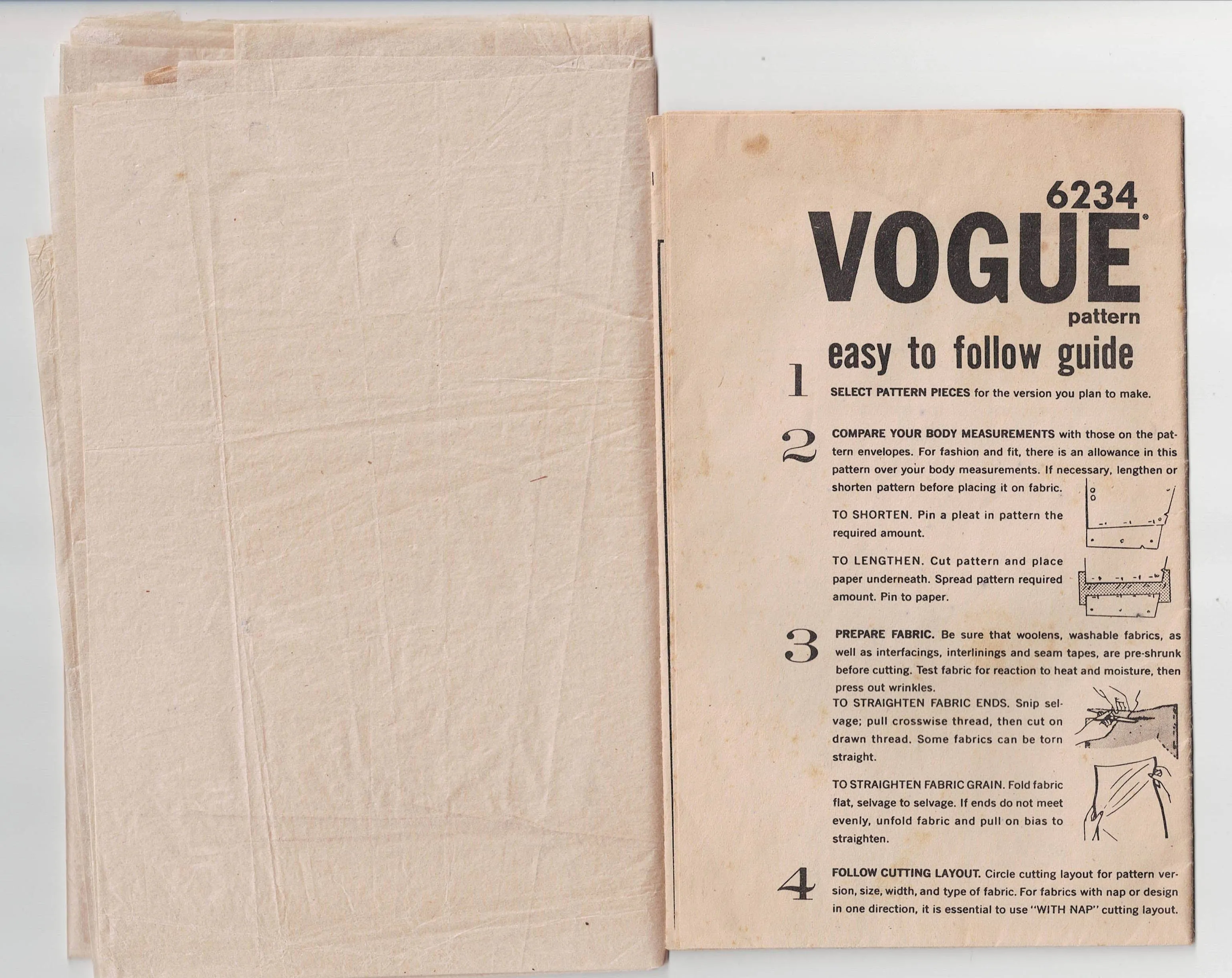 Vogue 6234 Womens Pencil Skirts 1960s Vintage Sewing Pattern Waist 24 inches