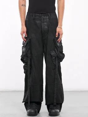 Waxed Cargo Pants (879PAM3-C-BLACK)