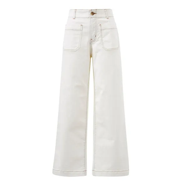 Wide Leg Front Pocket Jean - Fresh Ecru