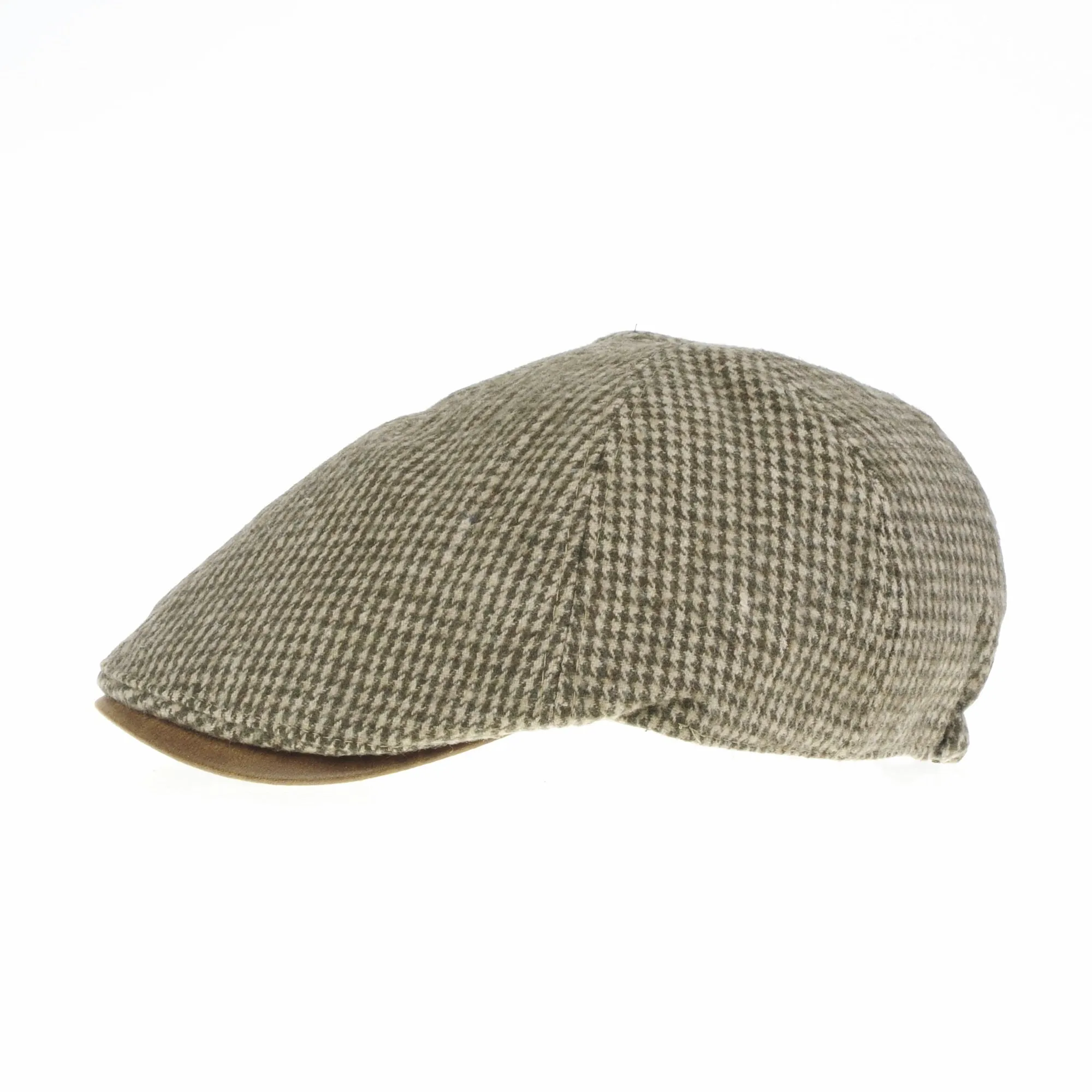 Winter Tweed Houndstooth Newsboy Hat Faux Leather Brim Flat Cap SL3019