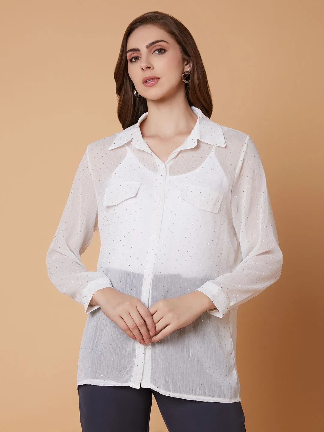 Women Solid White Oversized Shirt