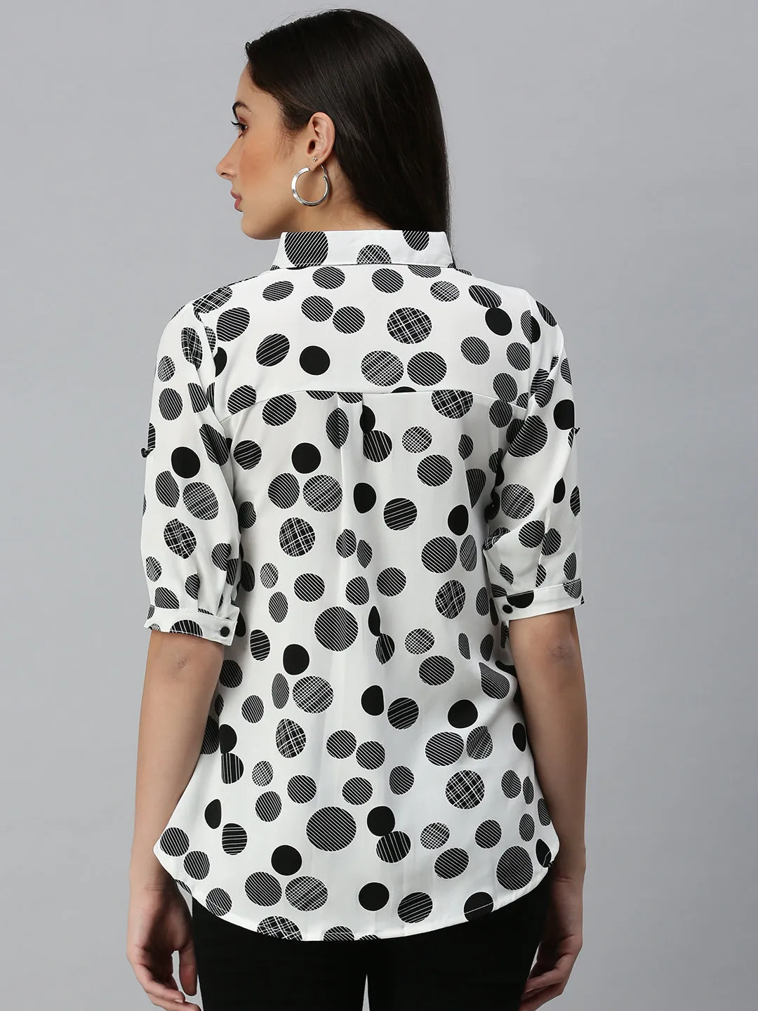 Women White Printed Shirt Top