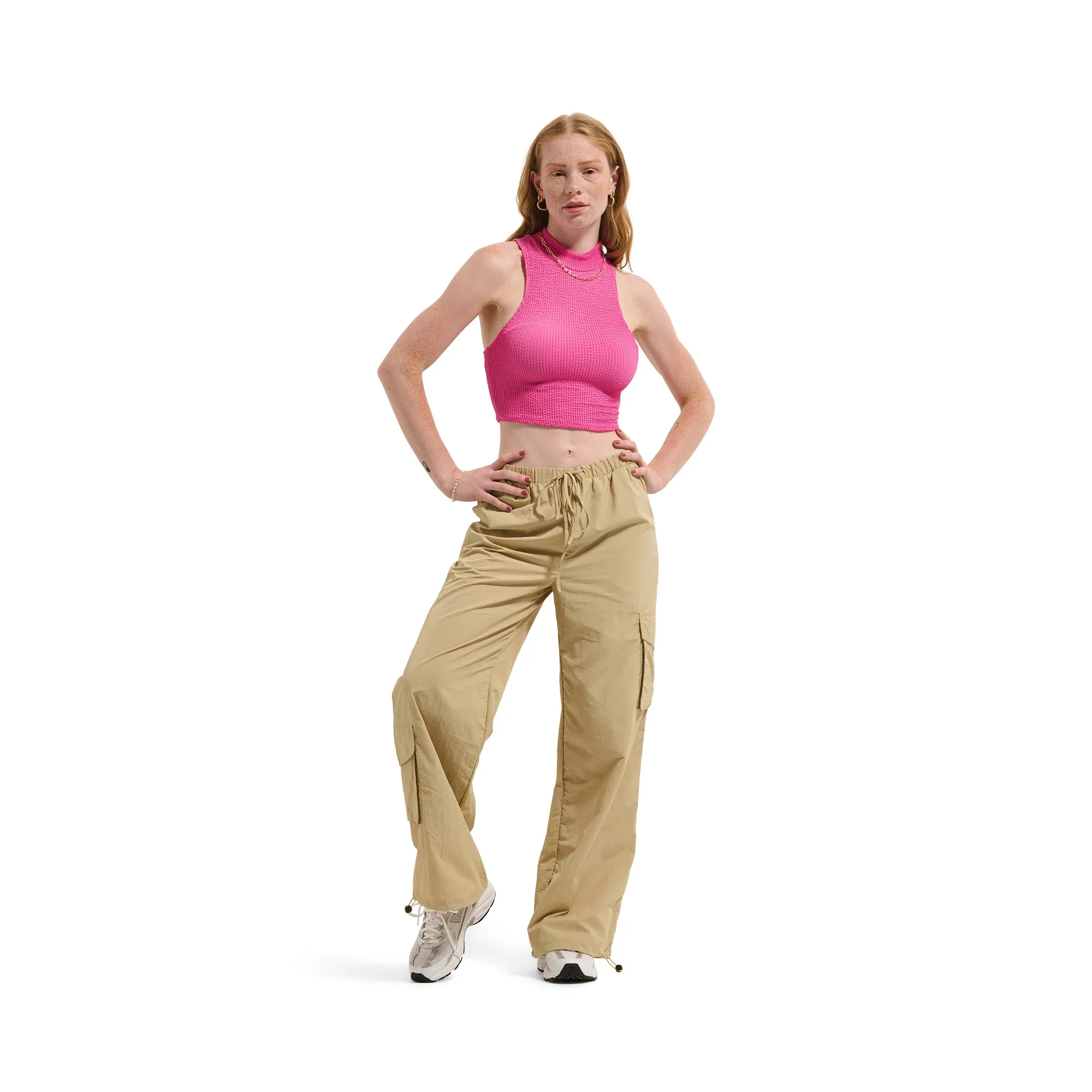 Women's Cinched Cuff Nylon Cargo Pants