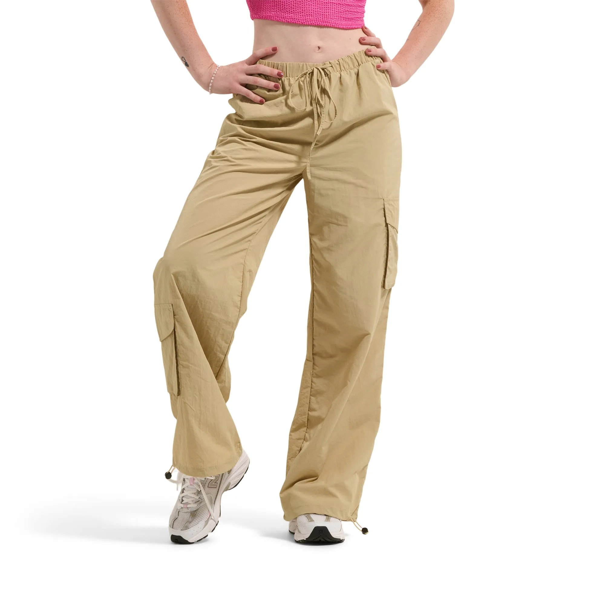 Women's Cinched Cuff Nylon Cargo Pants