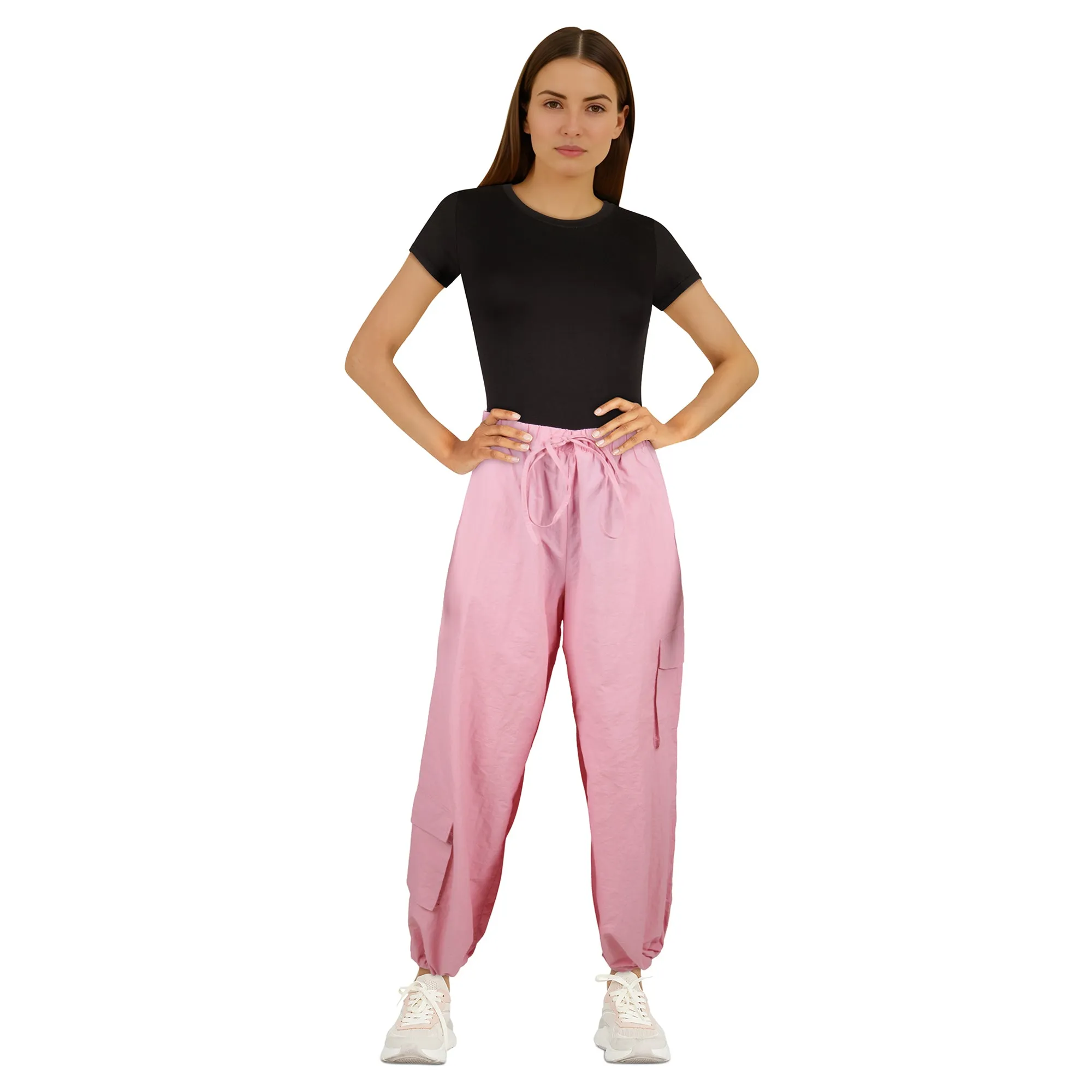 Women's Cinched Cuff Nylon Cargo Pants