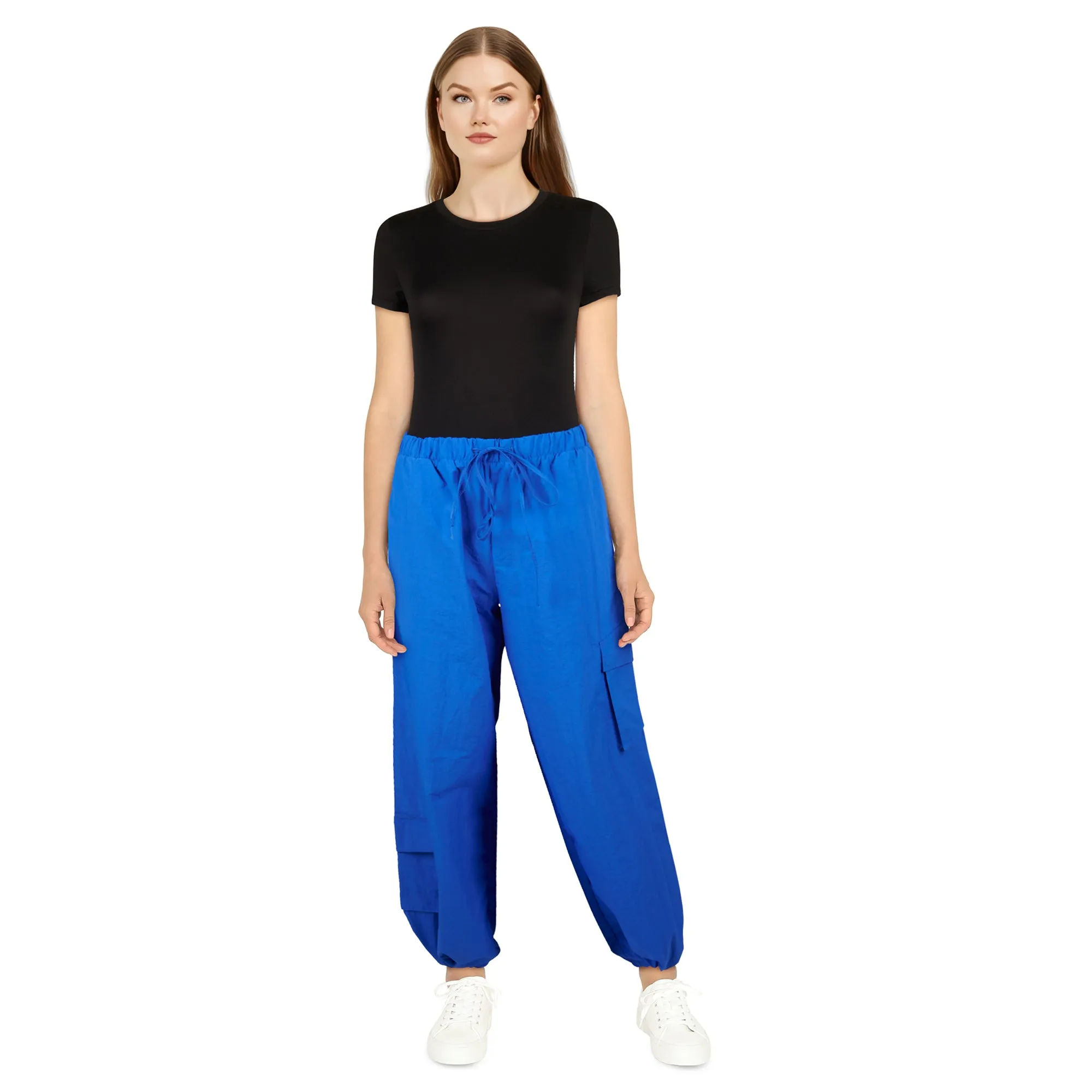 Women's Cinched Cuff Nylon Cargo Pants