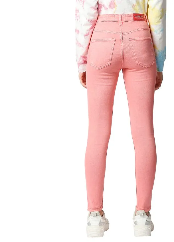 Women's High-Waist Blush Pink Skinny Jeans