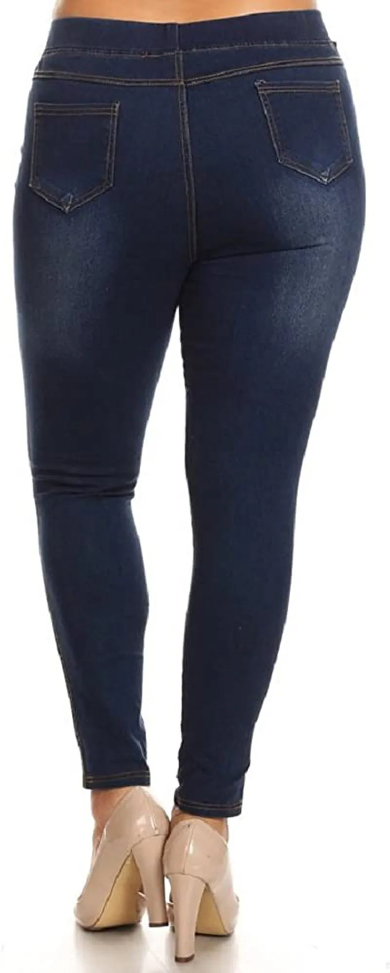 Women's Stretch Pull-On Skinny Ripped Distressed Denim Jeggings Regular-Plus Size