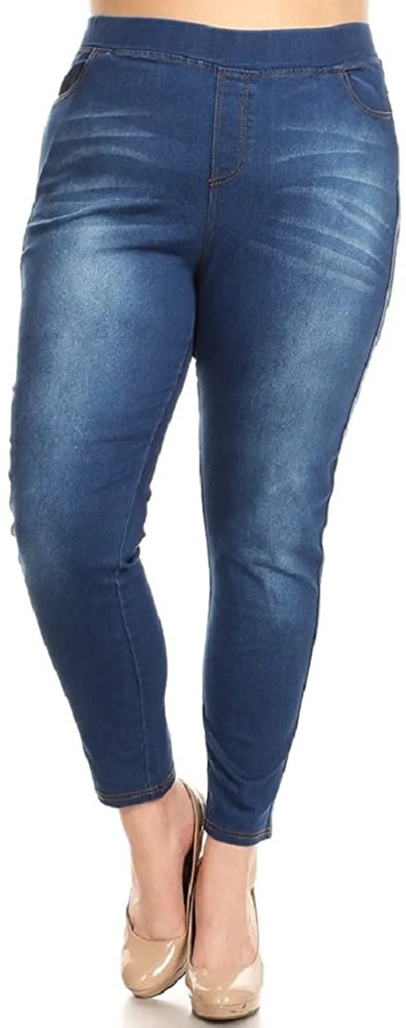 Women's Stretch Pull-On Skinny Ripped Distressed Denim Jeggings Regular-Plus Size