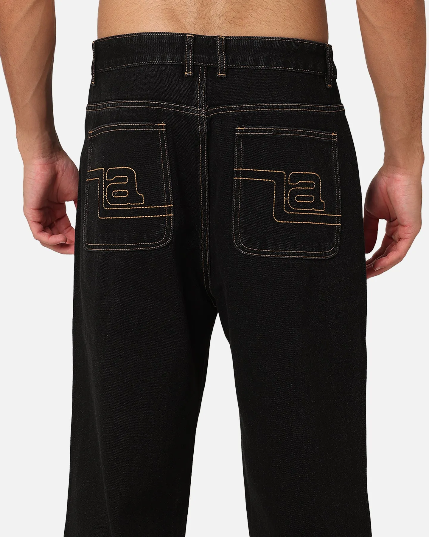 X-Large EMB Pocket Bull Denim Pant Black